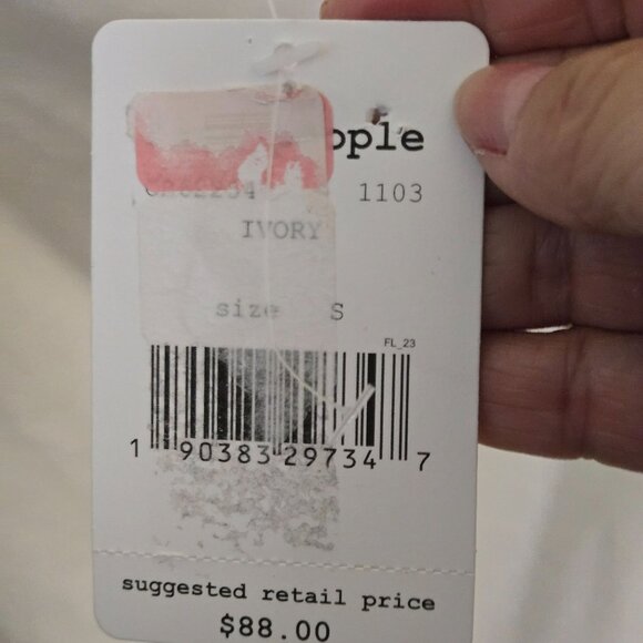 Free People NWT Rock With It Embroidered Knit Blouse Ivory Puff Sleeve Size S - Picture 9 of 11